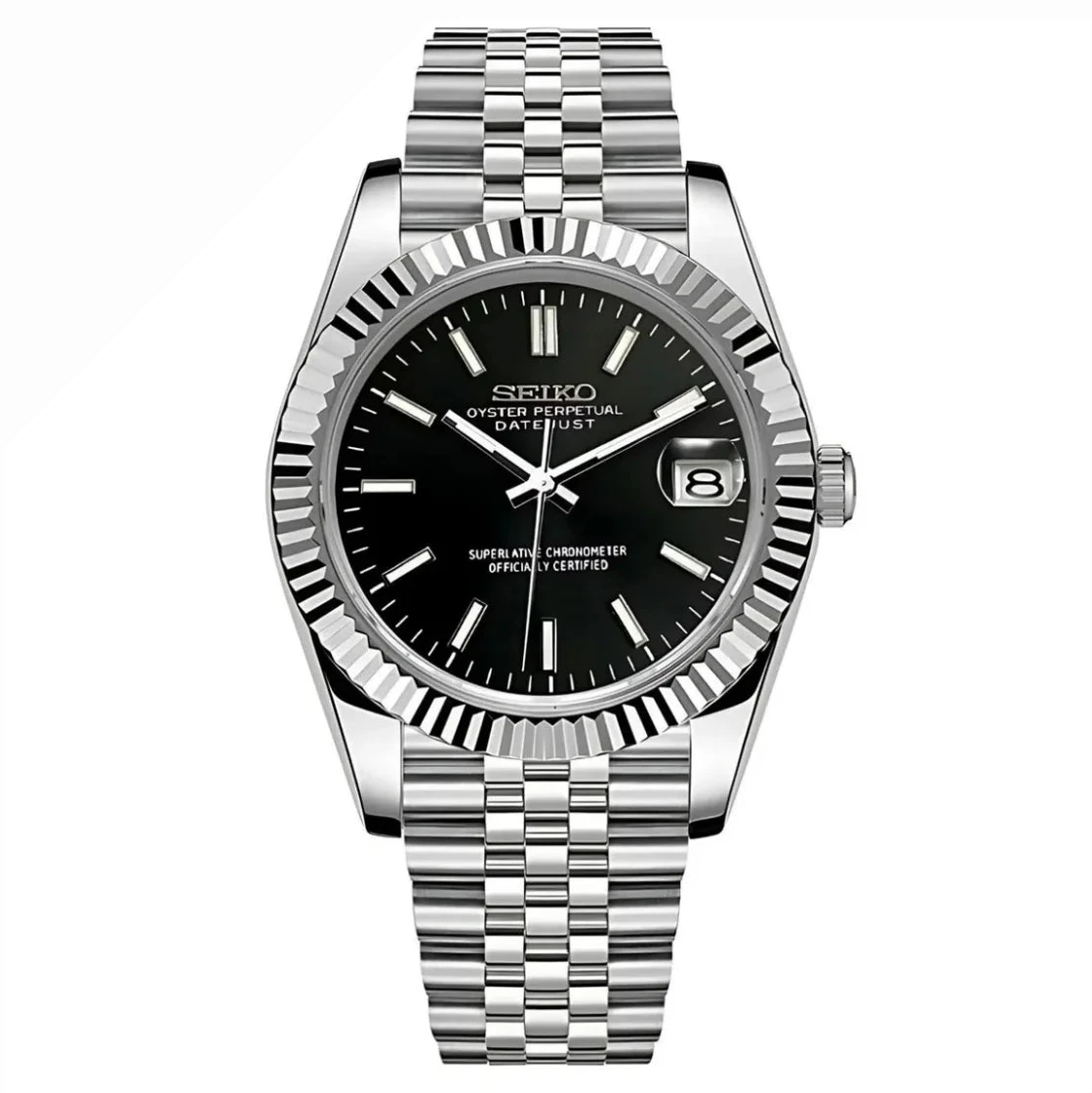 Seiko Mod Datejust Black Classic - Fairwood Watch Co.