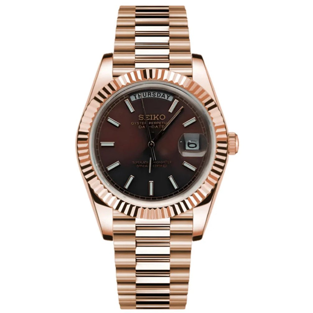 Seiko Mod Day - Date Rose Gold Chocolate - Fairwood Watch Co.