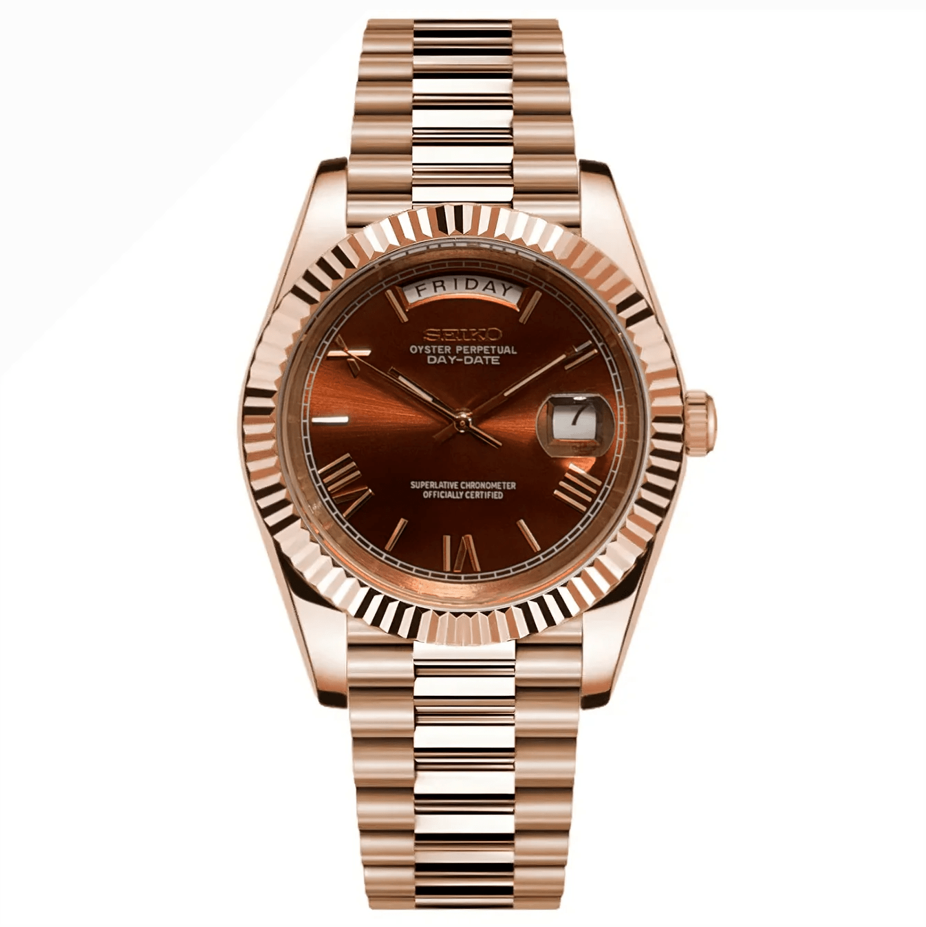 Seiko Mod Day - Date Rose Gold Chocolate - Fairwood Watch Co.