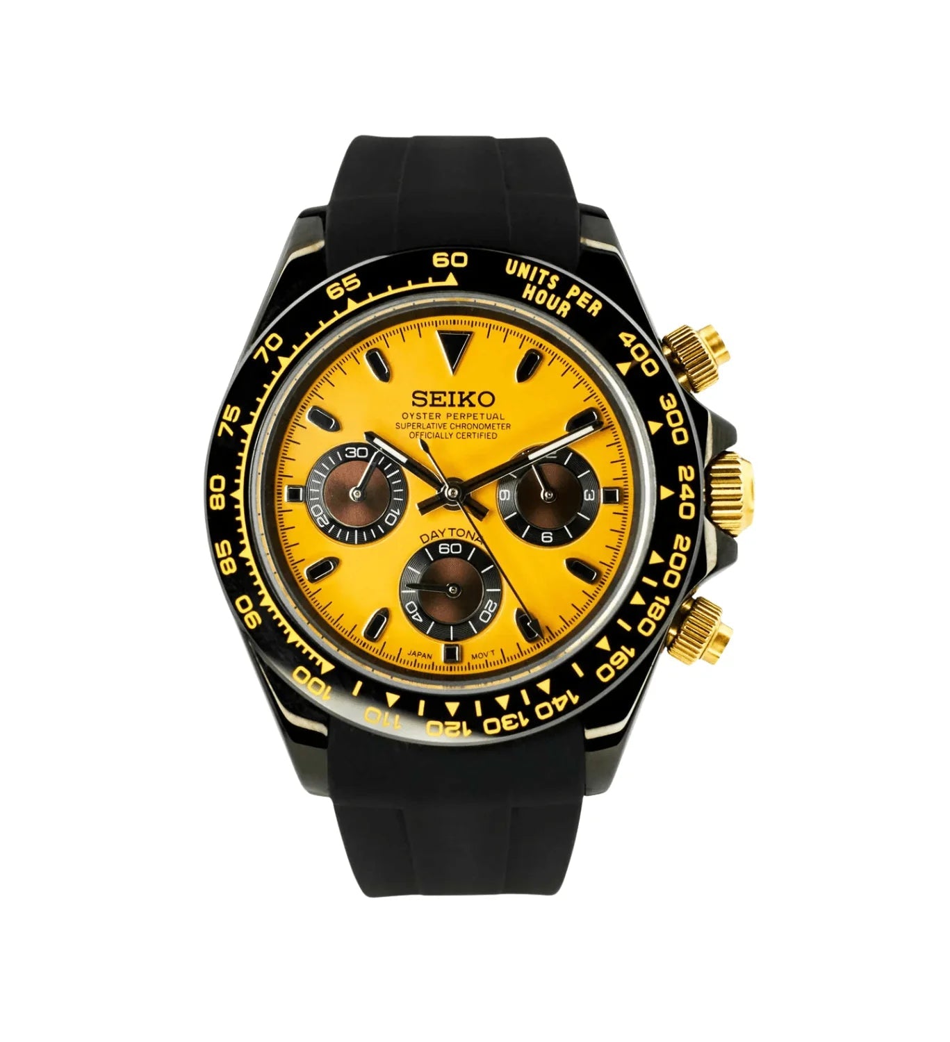 Seiko Mod Daytona Ceramic Yellow Black - Fairwood Watch Co.