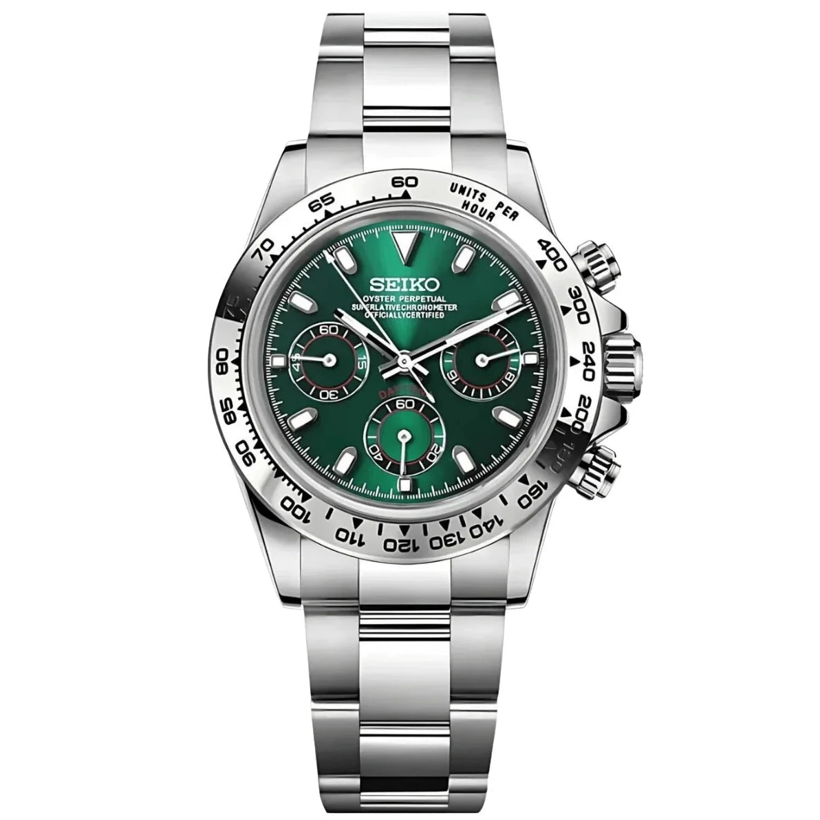 Seiko Mod Daytona Silver Green - Fairwood Watch Co.