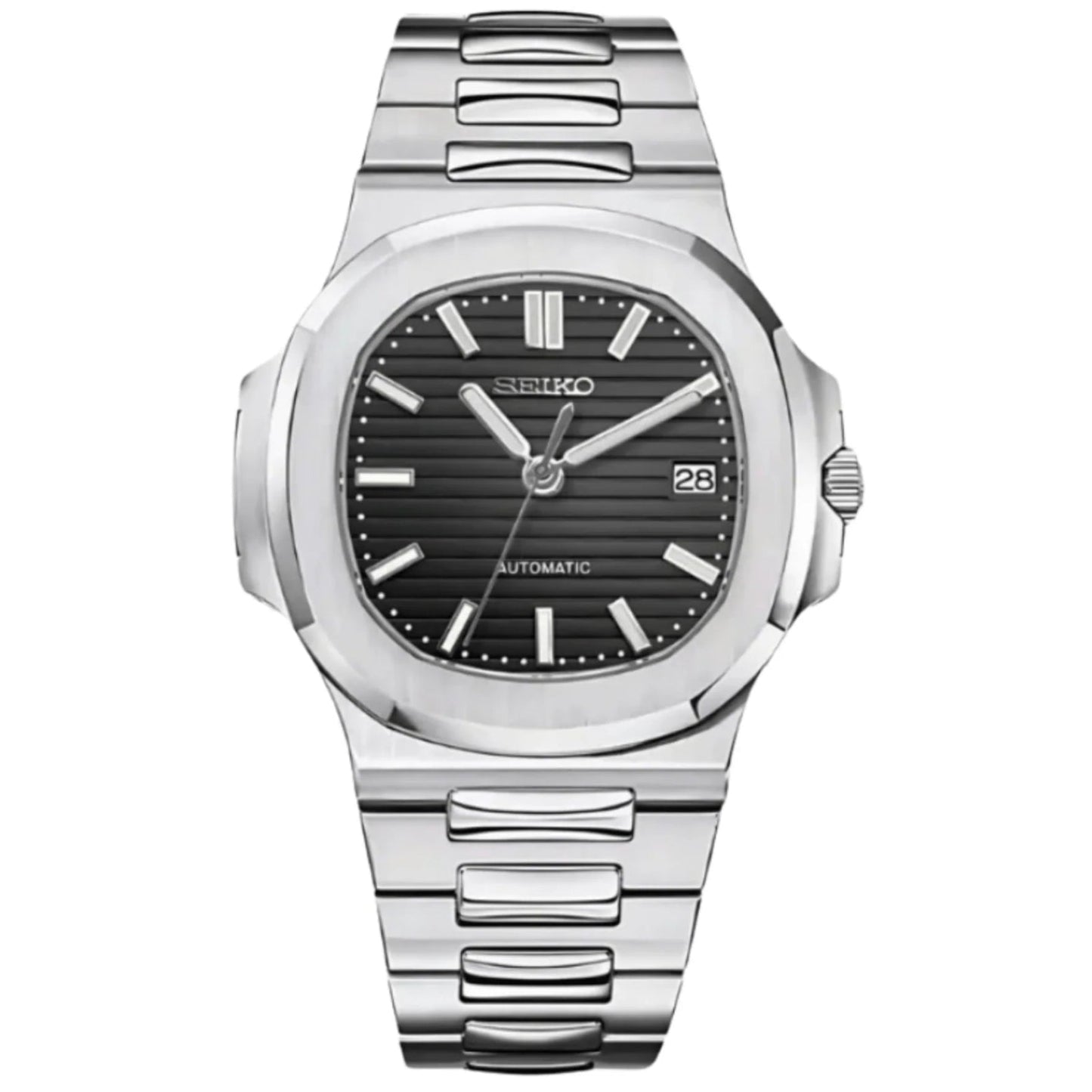 Seiko Mod Nautilus Silver Black - Fairwood Watch Co.