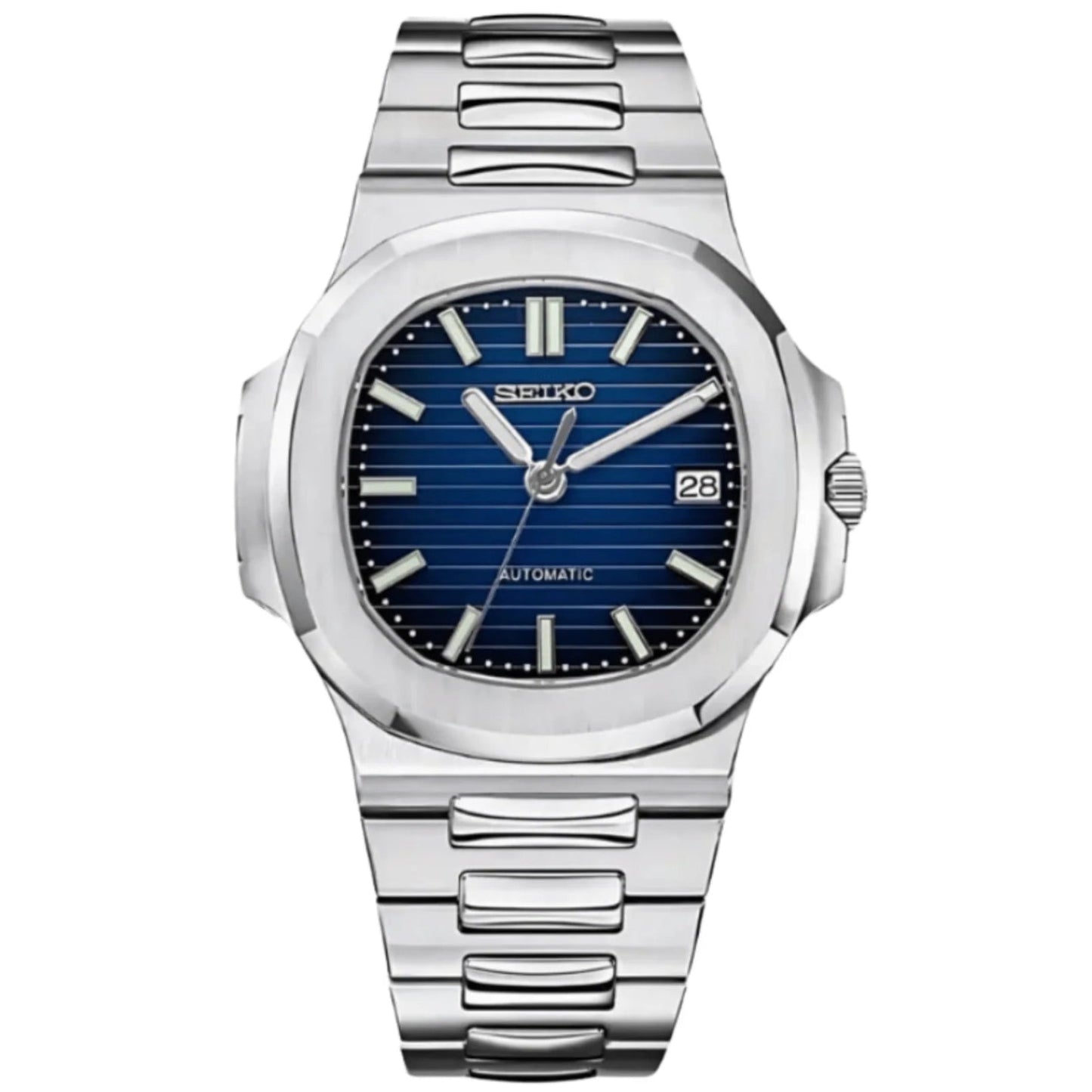 Seiko Mod Nautilus Silver Blue - Fairwood Watch Co.