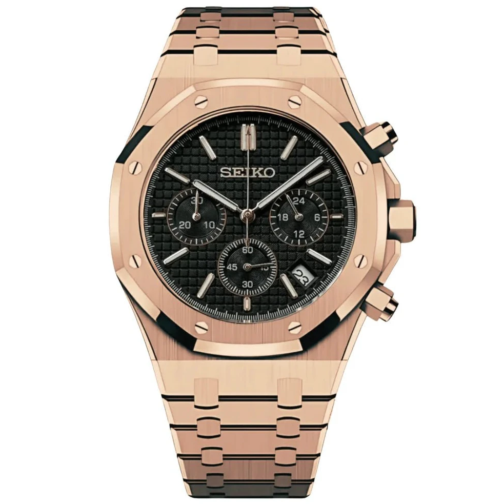 Seiko Mod Royal Oak Chronograph Rose Gold - Fairwood Watch Co.