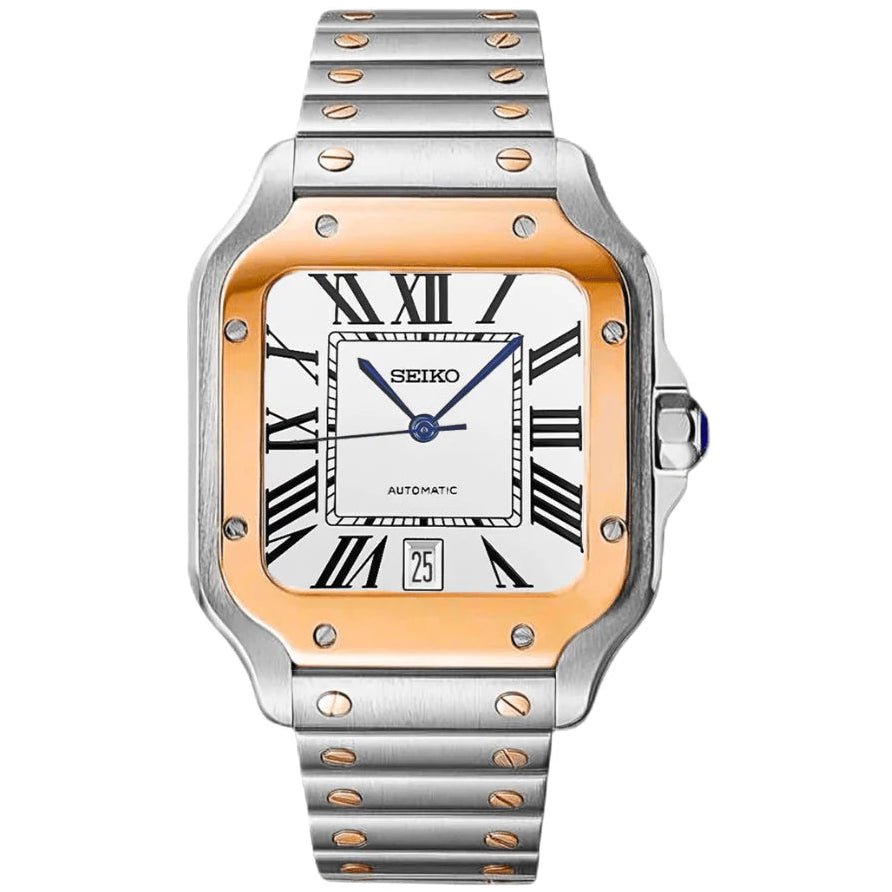 Seiko Mod Santos Date Two - tone Rose Gold - Fairwood Watch Co.