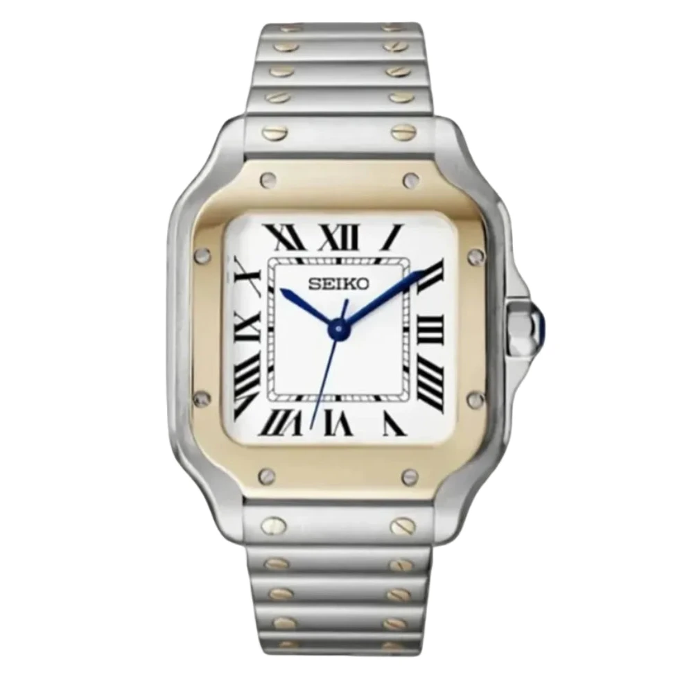Seiko Mod Santos Two - Tone White Roman - Fairwood Watch Co.