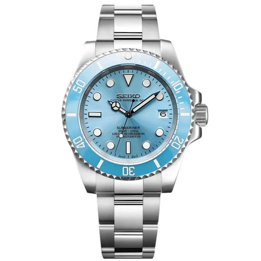Seiko Mod Submariner Baby Blue - Fairwood Watch Co.