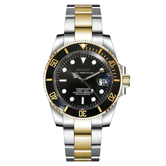 Seiko Mod Submariner Two-Tone Black