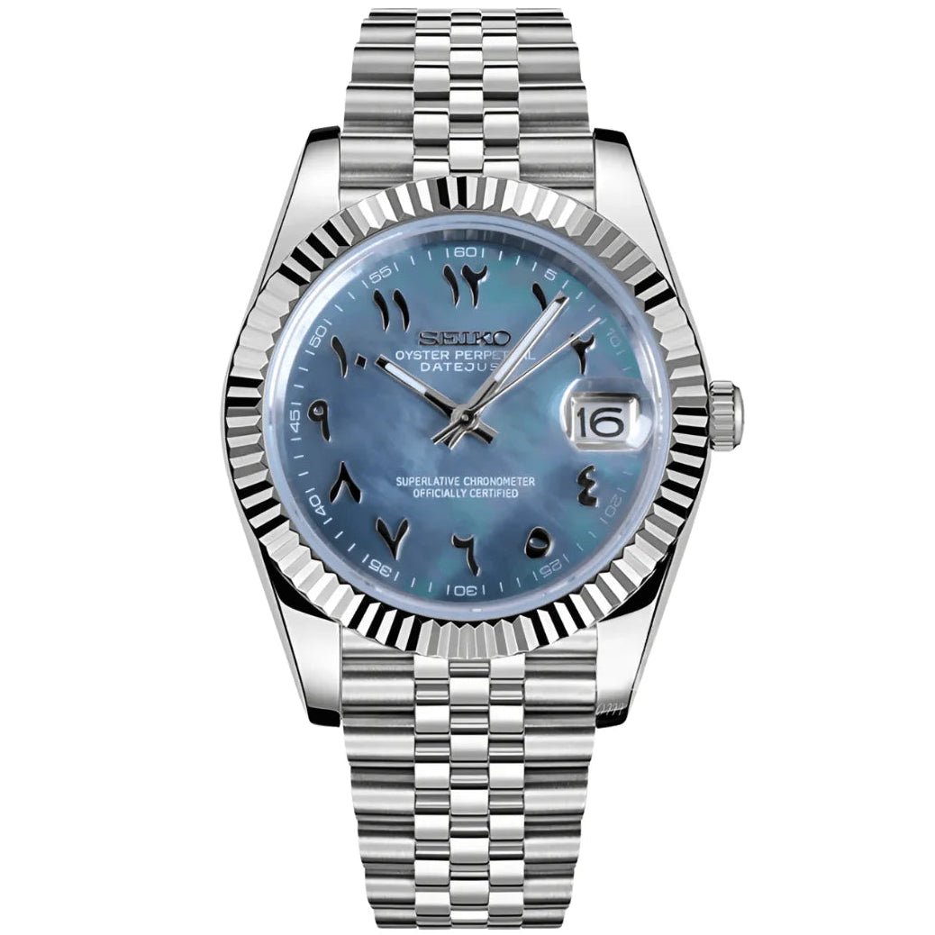 Seiko Mod Datejust Arabic Ice Blue - Fairwood Watch Co.