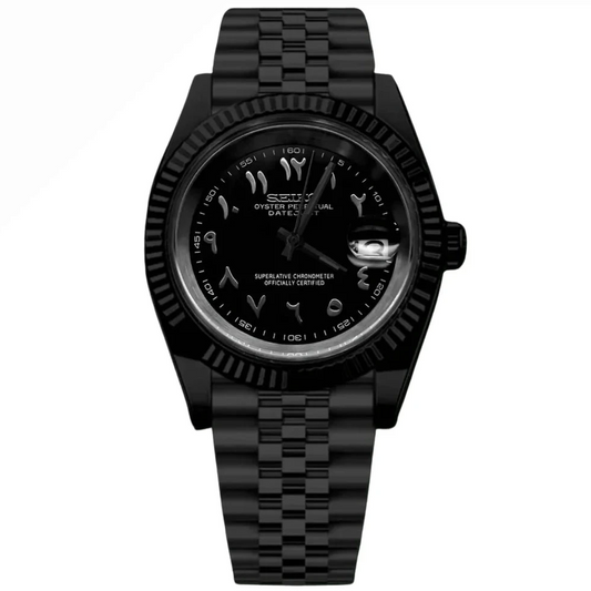 Seiko Mod Datejust "Black Panther" Arabic - Fairwood Watch Co.