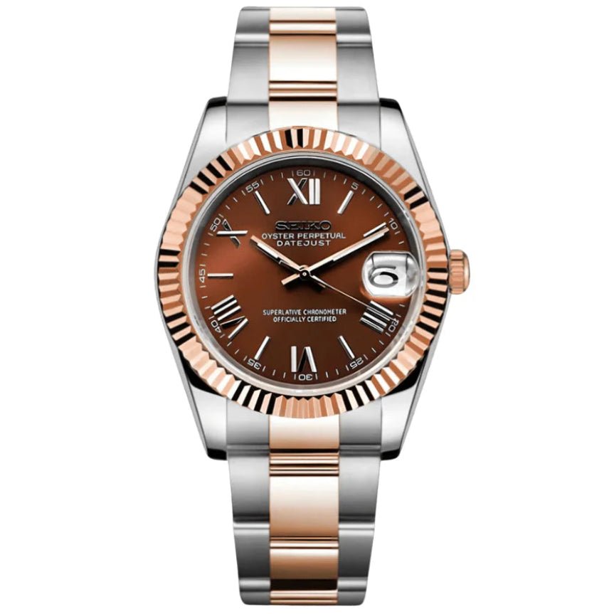 Seiko Mod Datejust Chocolate Roman - Fairwood Watch Co.