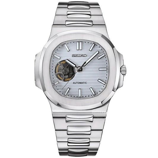 Seiko Mod Nautilus (Open Heart) White - Fairwood Watch Co.