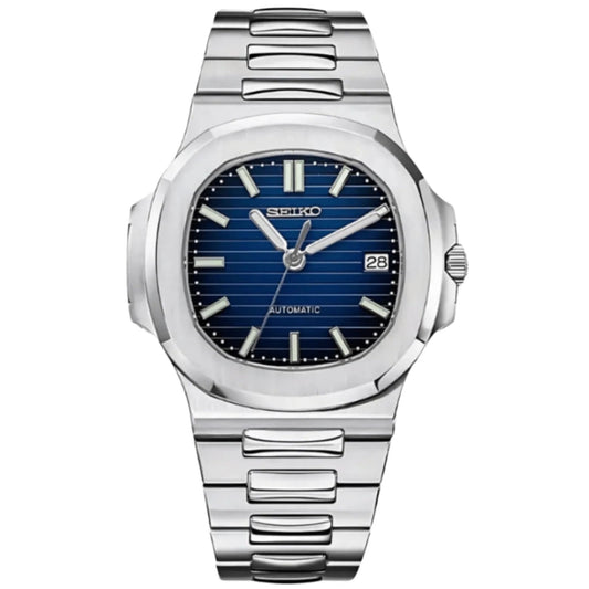 Seiko Mod Nautilus Silver Blue - Fairwood Watch Co.