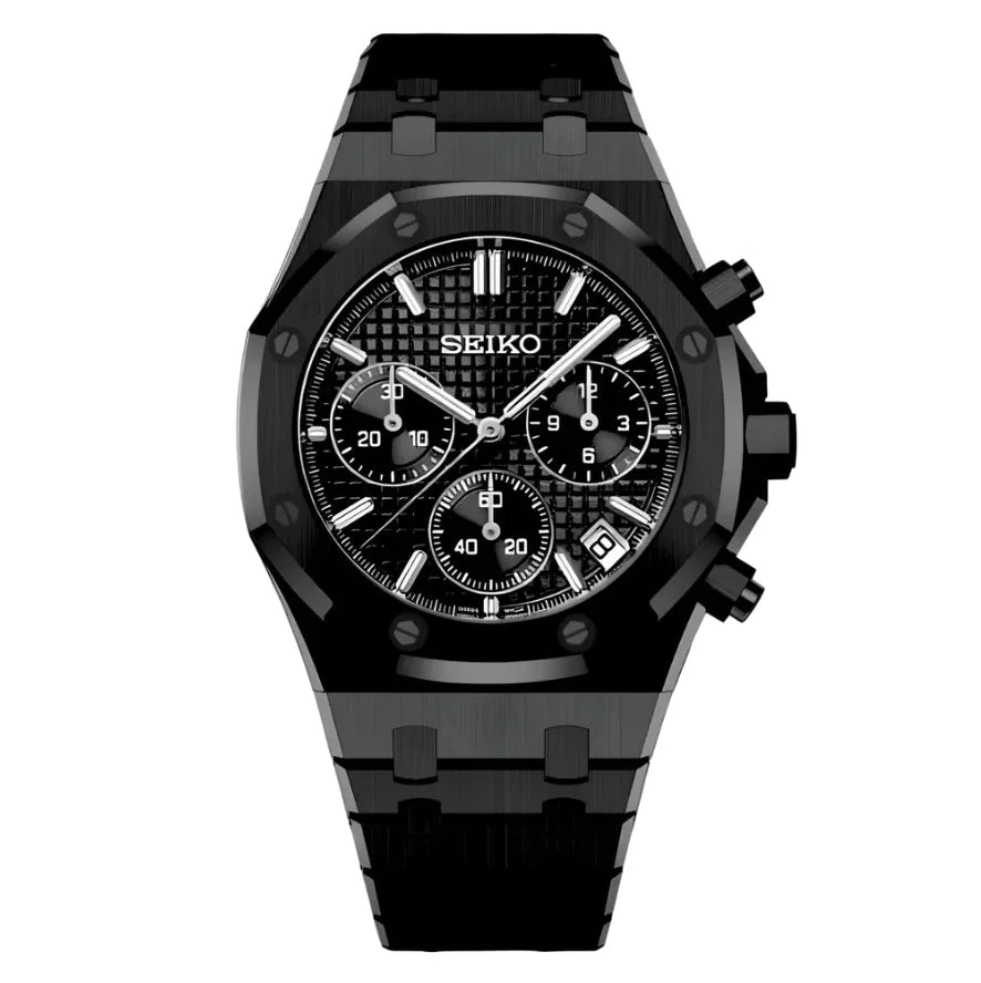 Seiko Mod Royal Oak Chronograph Black Panther - Fairwood Watch Co.