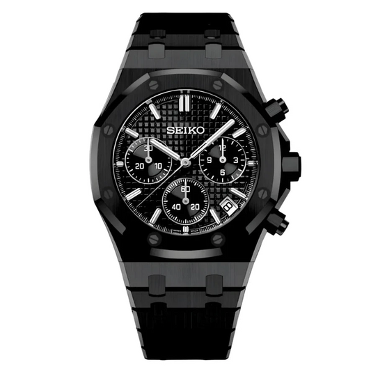 Seiko Mod Royal Oak Chronograph Black Panther - Fairwood Watch Co.