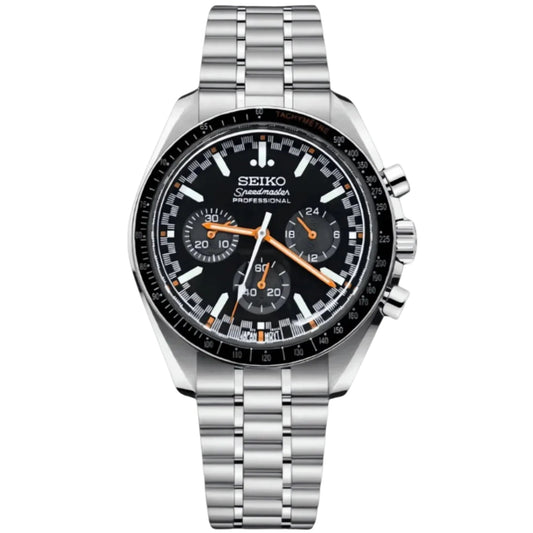 Seiko Mod Speedmaster Moonwatch Black - Orange - Fairwood Watch Co.