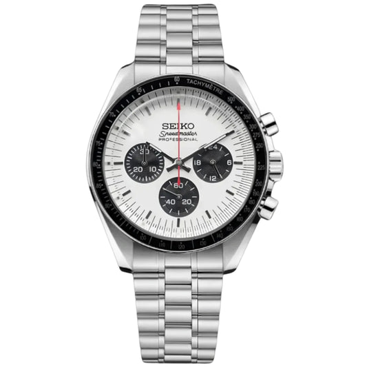 Seiko Mod Speedmaster Moonwatch White - Orange - Fairwood Watch Co.