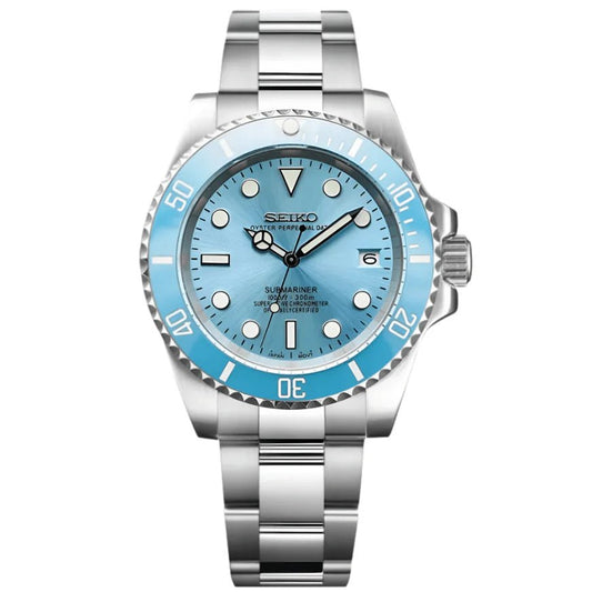 Seiko Mod Submariner Baby Blue - Fairwood Watch Co.